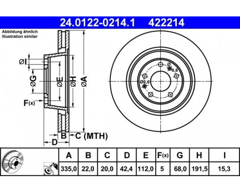 Disque de frein 24.0122-0214.1 ATE, Image 2
