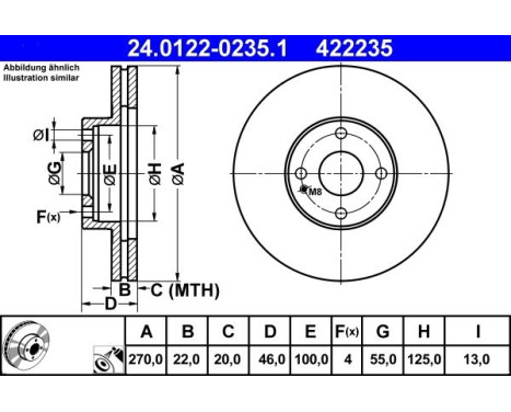 Disque de frein 24.0122-0235.1 ATE, Image 2