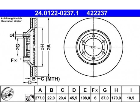 Disque de frein 24.0122-0237.1 ATE, Image 2