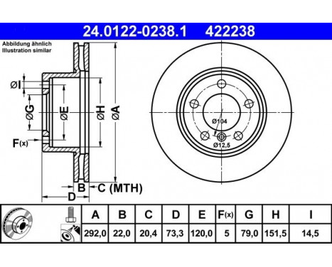 Disque de frein 24.0122-0238.1 ATE, Image 2