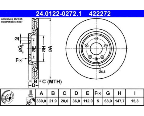Disque de frein 24.0122-0272.1 ATE, Image 2