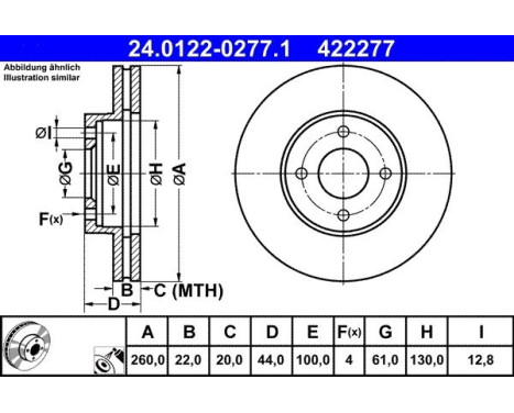 Disque de frein 24.0122-0277.1 ATE, Image 2