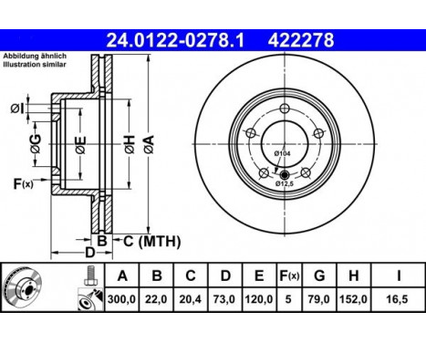 Disque de frein 24.0122-0278.1 ATE, Image 3