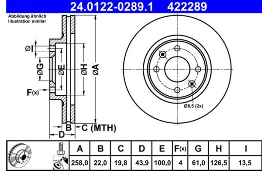 Disque de frein 24.0122-0289.1 ATE