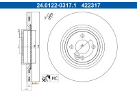 Disque de frein 24.0122-0317.1 ATE