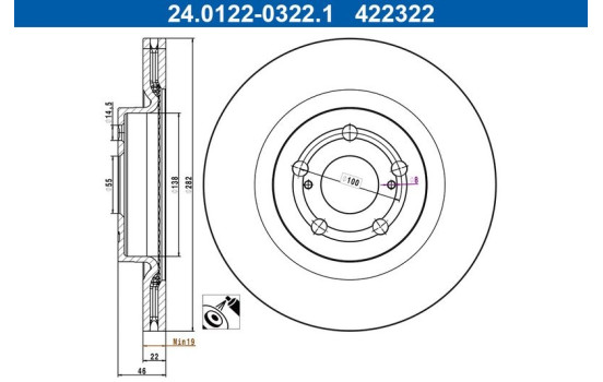 Disque de frein 24.0122-0322.1 ATE