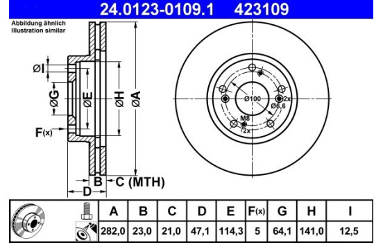 Disque de frein 24.0123-0109.1 ATE, Image 2