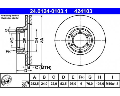 Disque de frein 24.0124-0103.1 ATE, Image 2