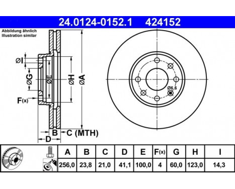 Disque de frein 24.0124-0152.1 ATE, Image 2