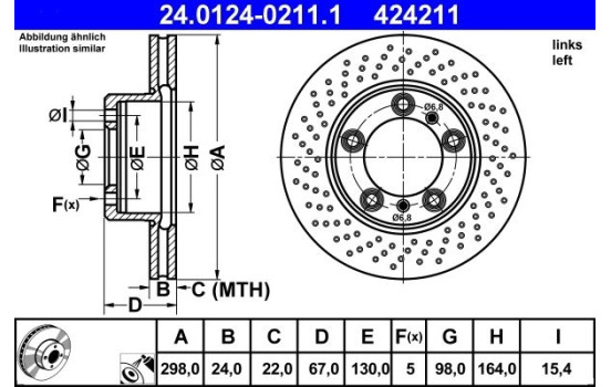 Disque de frein 24.0124-0211.1 ATE, Image 2