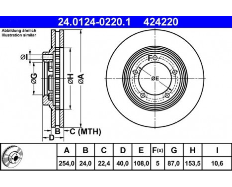 Disque de frein 24.0124-0220.1 ATE, Image 2