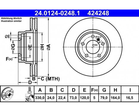 Disque de frein 24.0124-0248.1 ATE