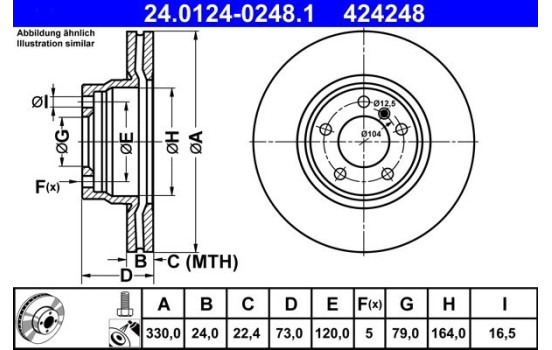 Disque de frein 24.0124-0248.1 ATE