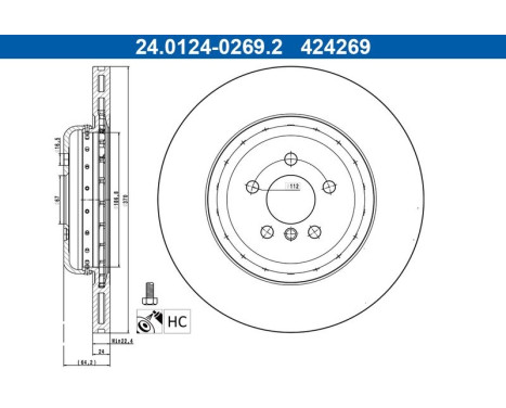 Disque de frein 24.0124-0269.2 ATE