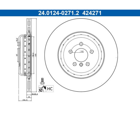 Disque de frein 24.0124-0271.2 ATE
