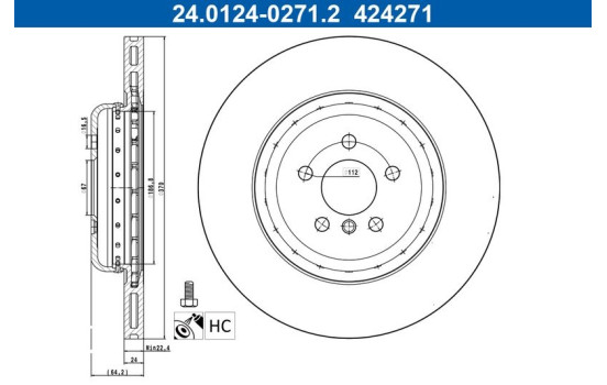 Disque de frein 24.0124-0271.2 ATE