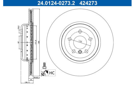 Disque de frein 24.0124-0273.2 ATE