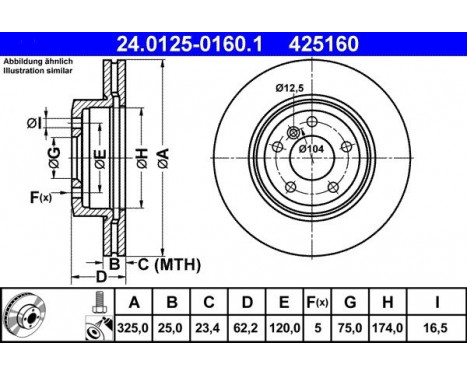 Disque de frein 24.0125-0160.1 ATE, Image 2