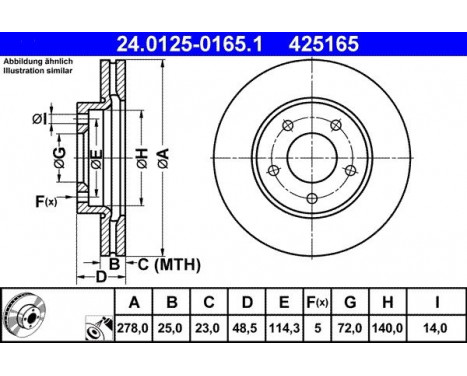 Disque de frein 24.0125-0165.1 ATE, Image 2