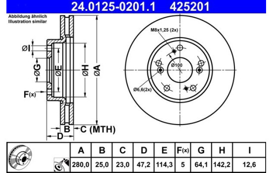 Disque de frein 24.0125-0201.1 ATE