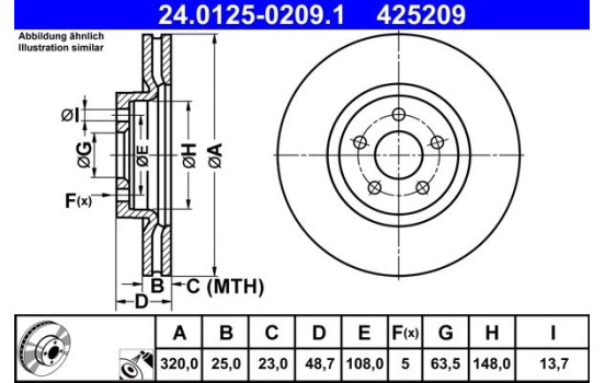 Disque de frein 24.0125-0209.1 ATE