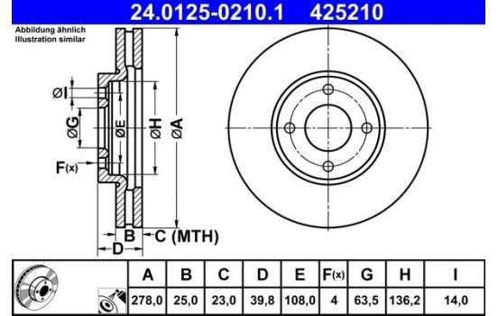 Disque de frein 24.0125-0210.1 ATE