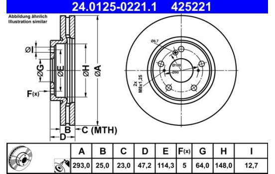 Disque de frein 24.0125-0221.1 ATE