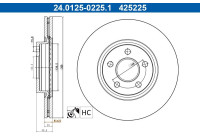 Disque de frein 24.0125-0225.1 ATE