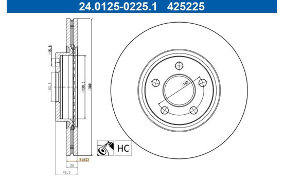 Disque de frein 24.0125-0225.1 ATE
