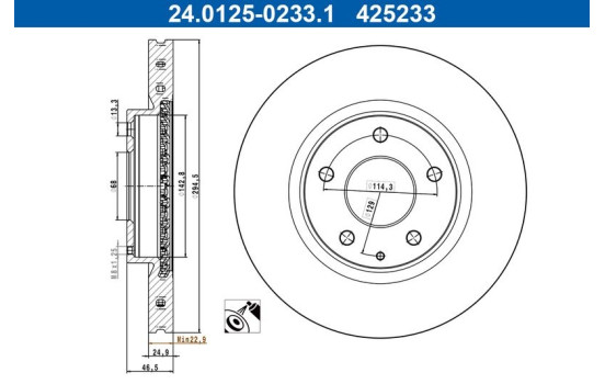 Disque de frein 24.0125-0233.1 ATE
