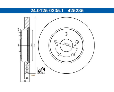 Disque de frein 24.0125-0235.1 ATE