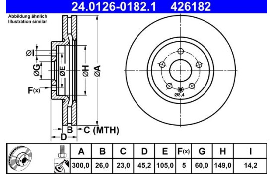 Disque de frein 24.0126-0182.1 ATE