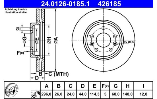 Disque de frein 24.0126-0185.1 ATE