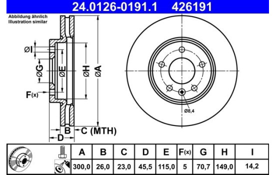 Disque de frein 24.0126-0191.1 ATE