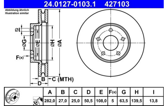 Disque de frein 24.0127-0103.1 ATE