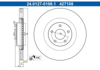 Disque de frein 24.0127-0108.1 ATE