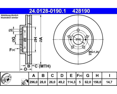 Disque de frein 24.0128-0190.1 ATE, Image 2