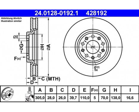 Disque de frein 24.0128-0192.1 ATE, Image 2