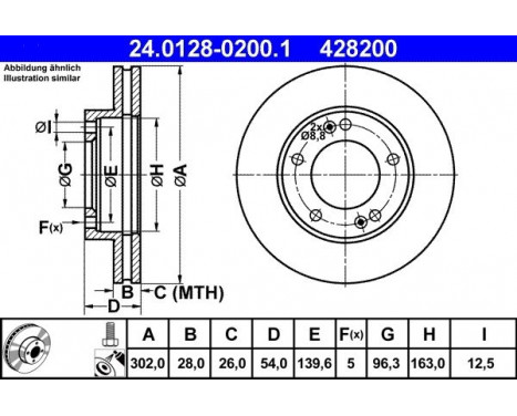 Disque de frein 24.0128-0200.1 ATE, Image 2