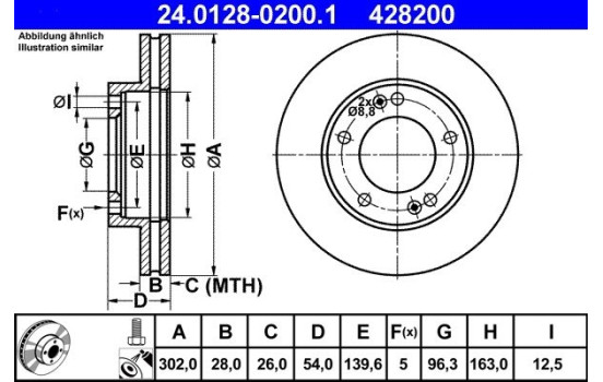 Disque de frein 24.0128-0200.1 ATE, Image 2