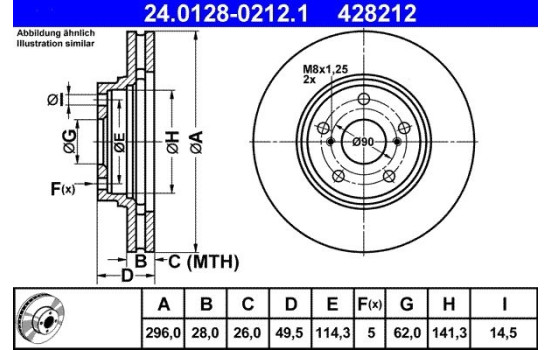Disque de frein 24.0128-0212.1 ATE, Image 2