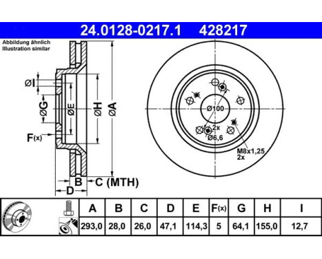 Disque de frein 24.0128-0217.1 ATE, Image 2