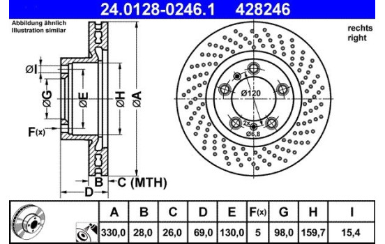 Disque de frein 24.0128-0246.1 ATE, Image 2
