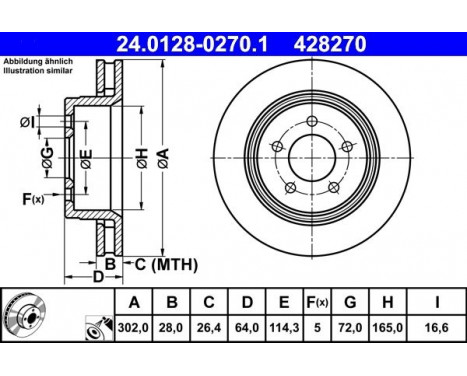 Disque de frein 24.0128-0270.1 ATE