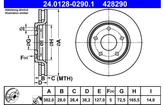 Disque de frein 24.0128-0290.1 ATE