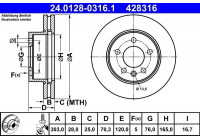 Disque de frein 24.0128-0316.1 ATE