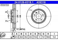 Disque de frein 24.0128-0318.1 ATE
