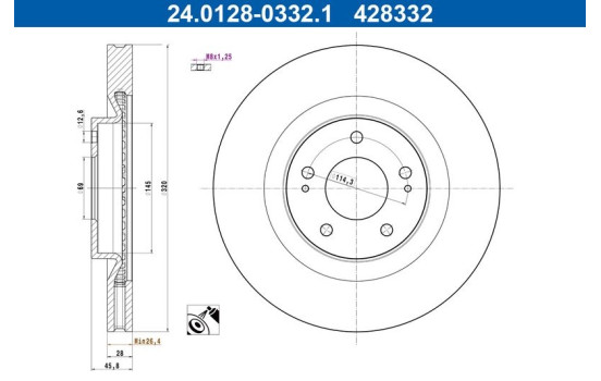 Disque de frein 24.0128-0332.1 ATE