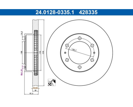 Disque de frein 24.0128-0335.1 ATE