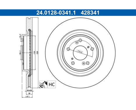 Disque de frein 24.0128-0341.1 ATE